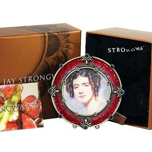 JAY STRONGWATER RASPBERRY AGATHA ROUND ENAMEL & SWAROVSKI CRYSTALS FRAME NEW